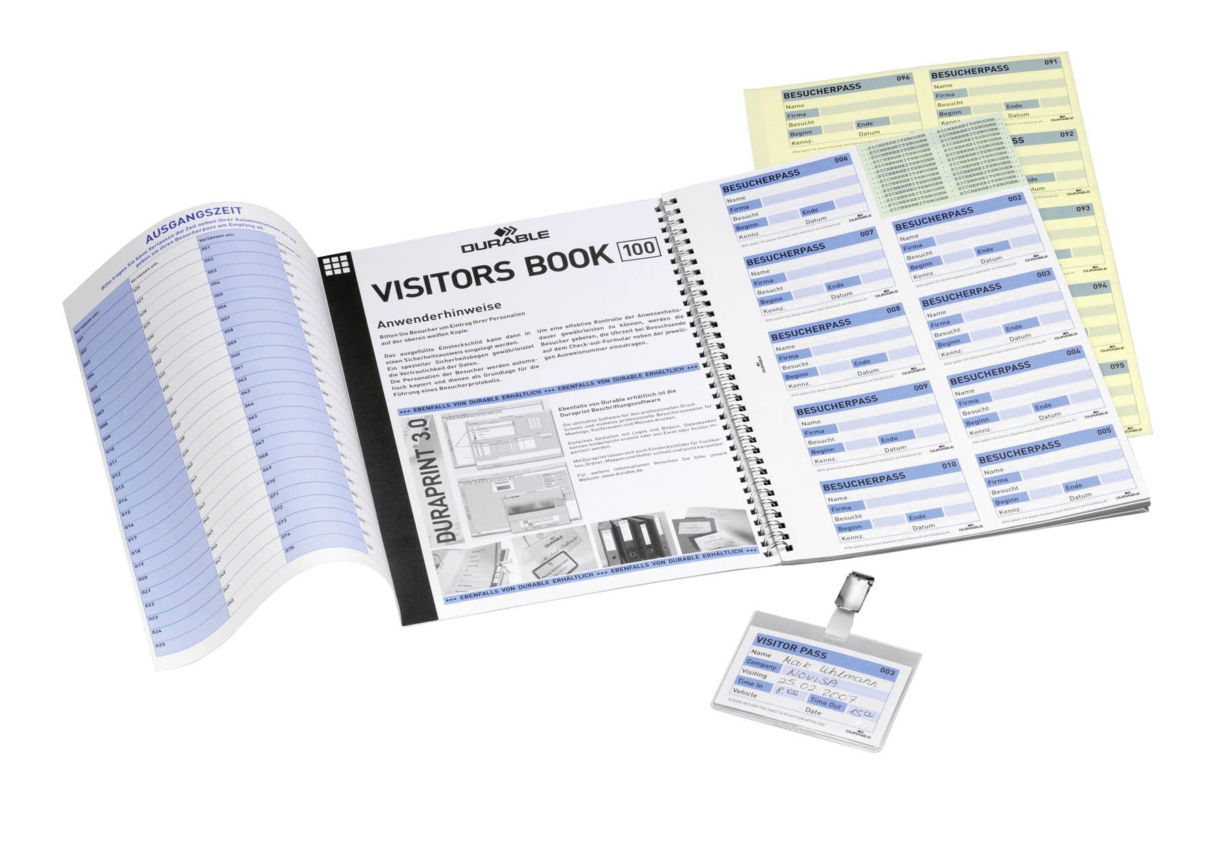 Durable 1464 visitors book refill pages with 100 badge inserts, EACH