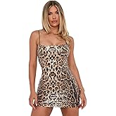 ZGMYC Women's Glitter Sequin Leopard Mini Dress Sexy Sleeveless Spaghetti Strap Bodycon Dress Slim Fit Short Party Dress