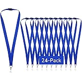 WEZEBEL 24-Pack Blue Breakaway Lanyards for id Badges, Polyester Neck Straps for ID Cards, Keys, Office, School & Events