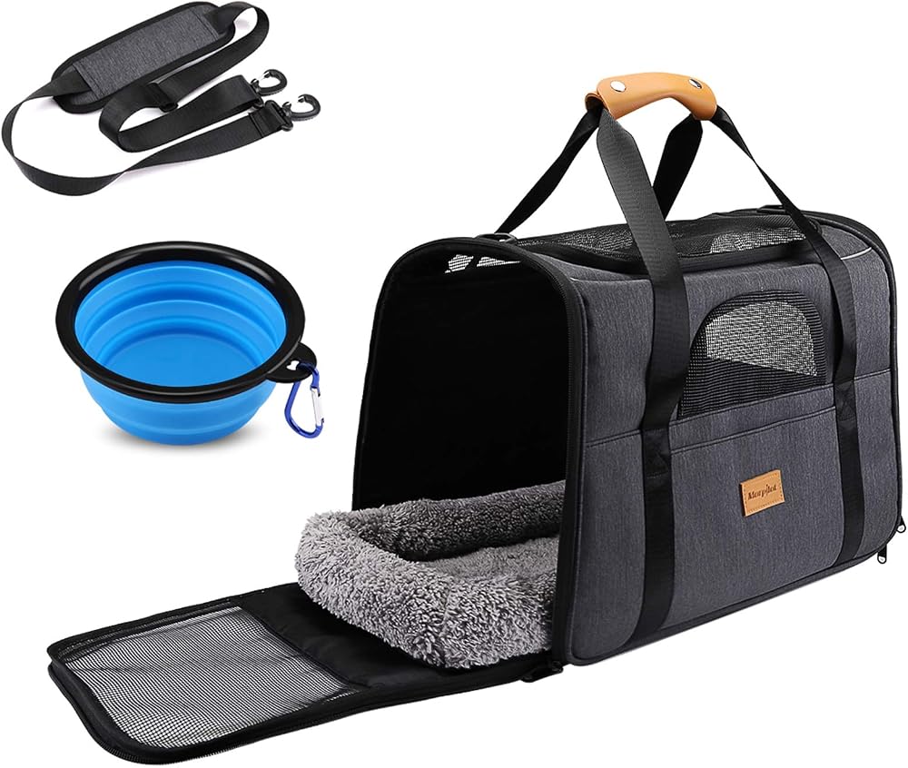 Morpilot Airline Approved Cat Small Dog Carrier Soft-Sided Travel Carrier Grey