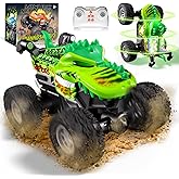 Monster Trucks Toys,2.4GHz Remote Control Car For Boys 4-7,Dinosaur Metal Shell & RGB Light,360° Spin & Walk Upright, With Built-In USB-C Rechargeable Battery,Christmas& Birthday Creativity Gifts.