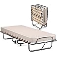 Giantex Folding Bed with Mattress - Single Cot Foldable Bed with 4" Mattress for Adults, 75" x 31" Portable Roll Away Guest Beds - Foldaway Temporary Beds for Guests, Made in Italy