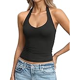EasyGala Womens Double Lined Halter Tank Tops Backless V Neck Sleeveless Shirts Sexy Going Out Tops Summer Trendy 2026