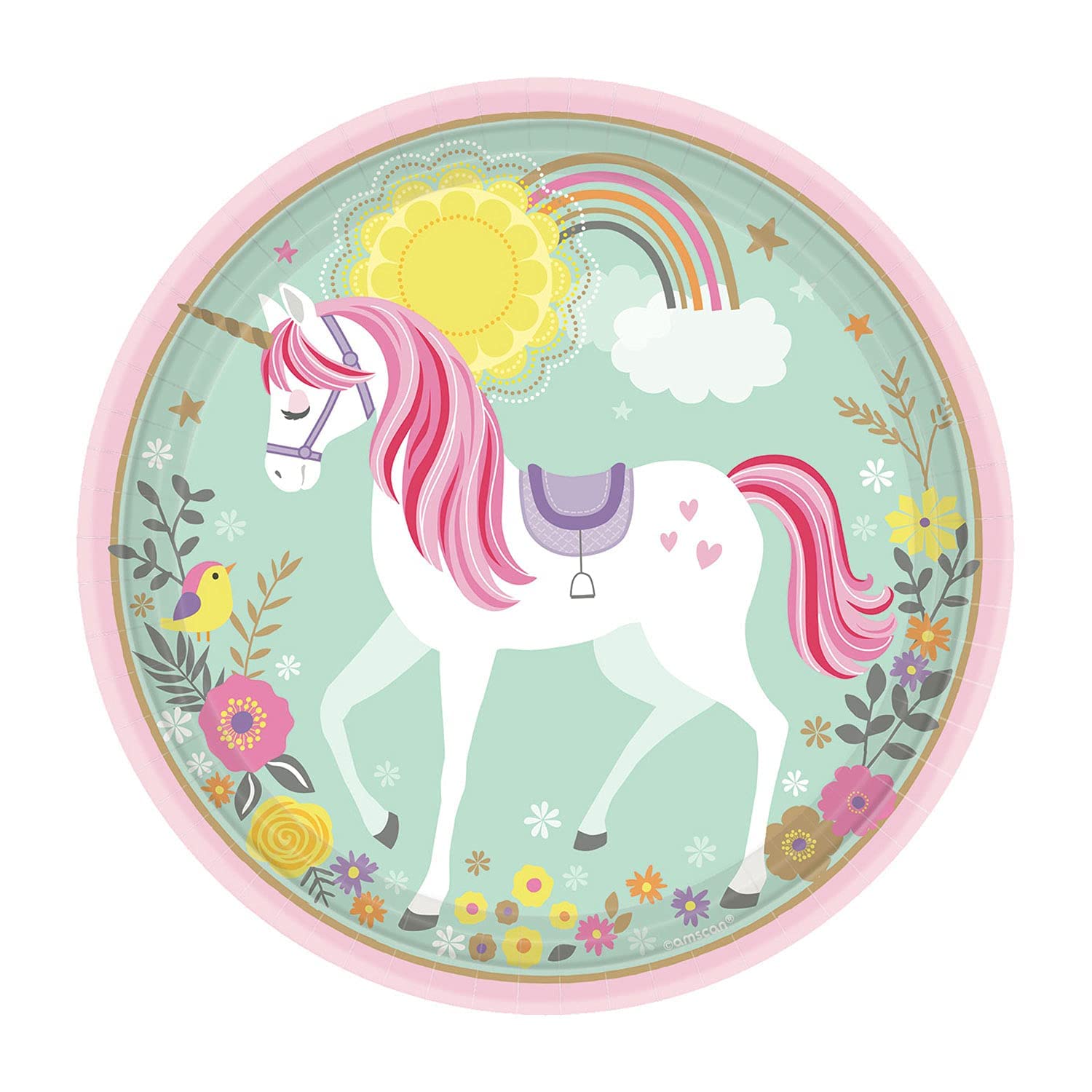 (PKT) Magical Unicorn Paper Plates 23cm (8 pk)