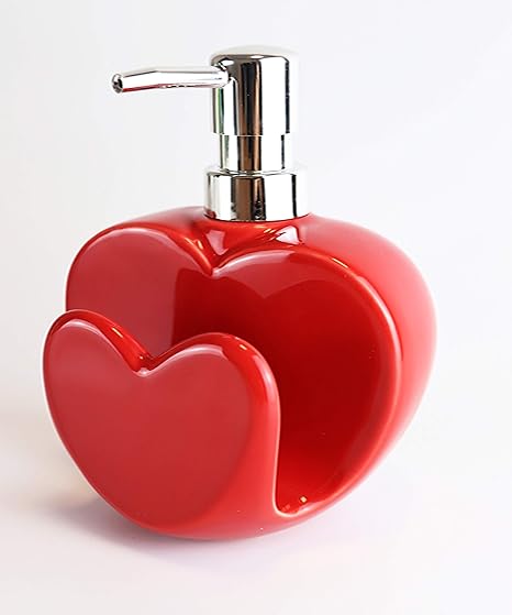 Amazon Hendalino ソープディスペンサー スポンジ置き 陶器 ディスペンサー スポンジ ホルダー 液体 洗剤ボトル 容器 キッチン シンク ソープ ポンプ レッド ソープ シャンプー用ディスペンサー ホーム キッチン オンライン通販