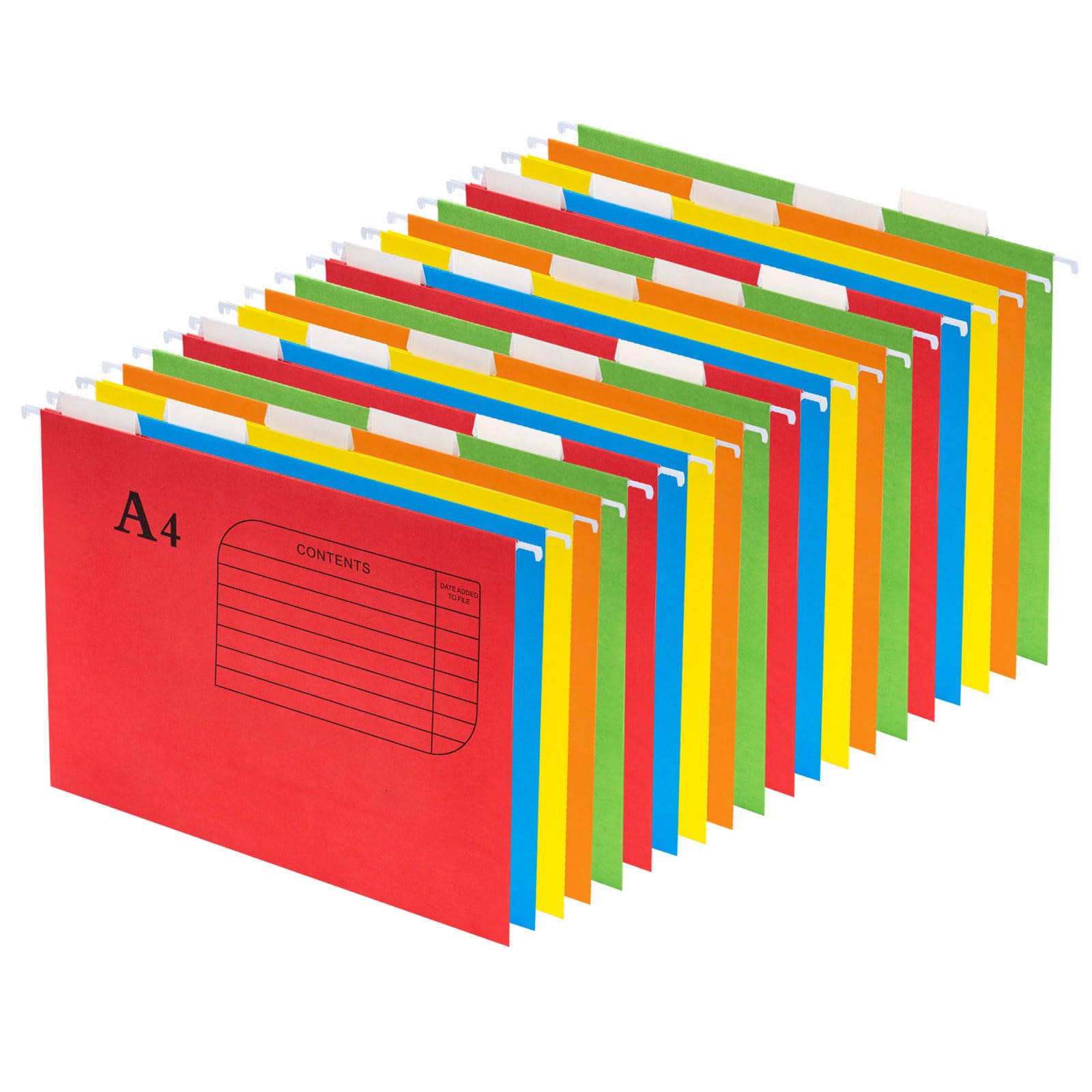 GUOKOFF A4 Suspension Files, 20PCS Filing Cabinet Suspension File with Tabs and Inserts, A4 Hanging Filing Folders, Filing Cabinet Dividers, 5 Colours
