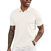 LOGEEYAR Mens Knit Polo Shirts Short Sleeve Regular Fit Textured Polo T-Shirts Summer Casual Collared Golf Shirts