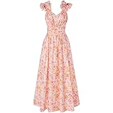GRACE KARIN 2025 Women's Summer Floral Print Dress Sleeveless Casual Flowy Sundress A Line Ruffle Wedding Guest Outfit