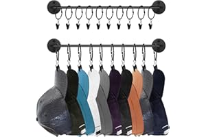 ZAODECR Hat Rack for Wall Baseball Cap Organizer Holder with 20 Clips Modern Metal Hat Storage Display Hanger Wall Mount Cowb
