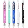 Baile 6 in 1 Multifunctional Ballpoint Pens 5 Colors 0.7 mm Ballpoint Pen and 0.5 mm Mechanical Pencil in One Pen, Pack of 5