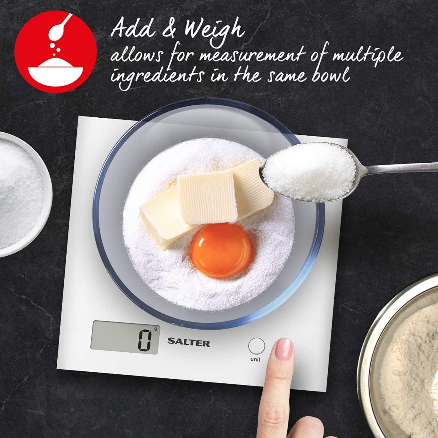 Salter Digital Kitchen Scale, 3kg Capacity, Battery Included, High Precision, Accurate Food Weighing, Easy Read Display - Image 4