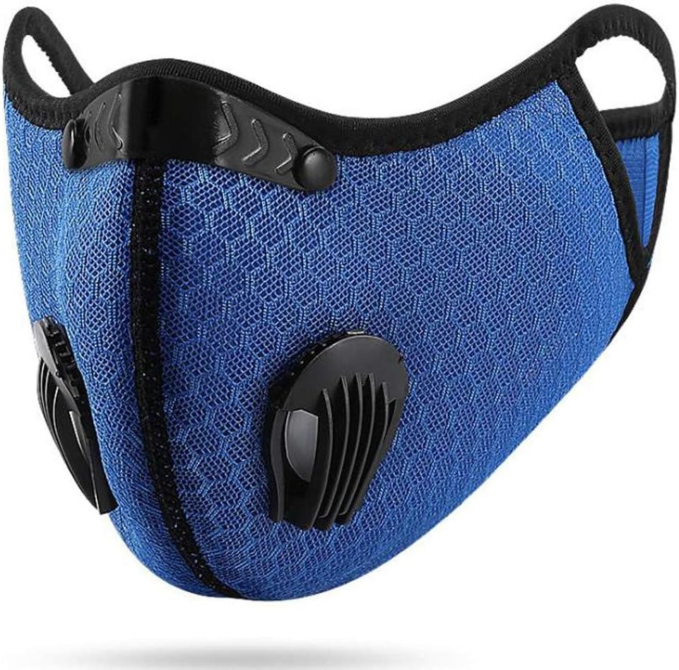 Emenx Dust Face Cover, Anti Dust Face Protection with Filter and Dual Valve, Reusable Breathing Outdoor Facial Cover Mouth Cover for Men and Women (Blue)