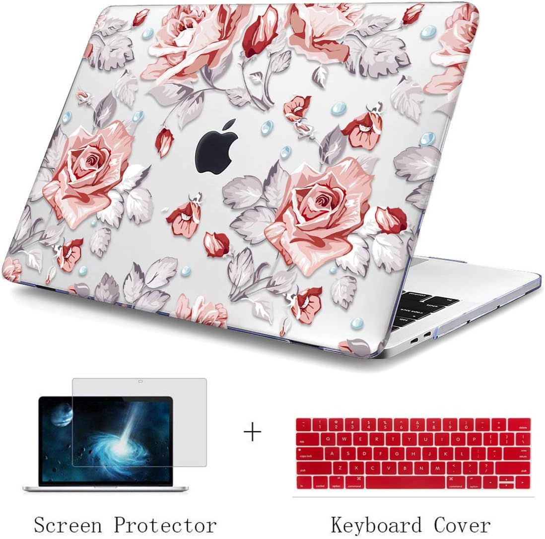 CiSoo Hard Plastic Shell Clear Cover with Keyboard Skin and Screen Protector for MacBook 12 Inch Case A1534 Flower Pattern Print Case