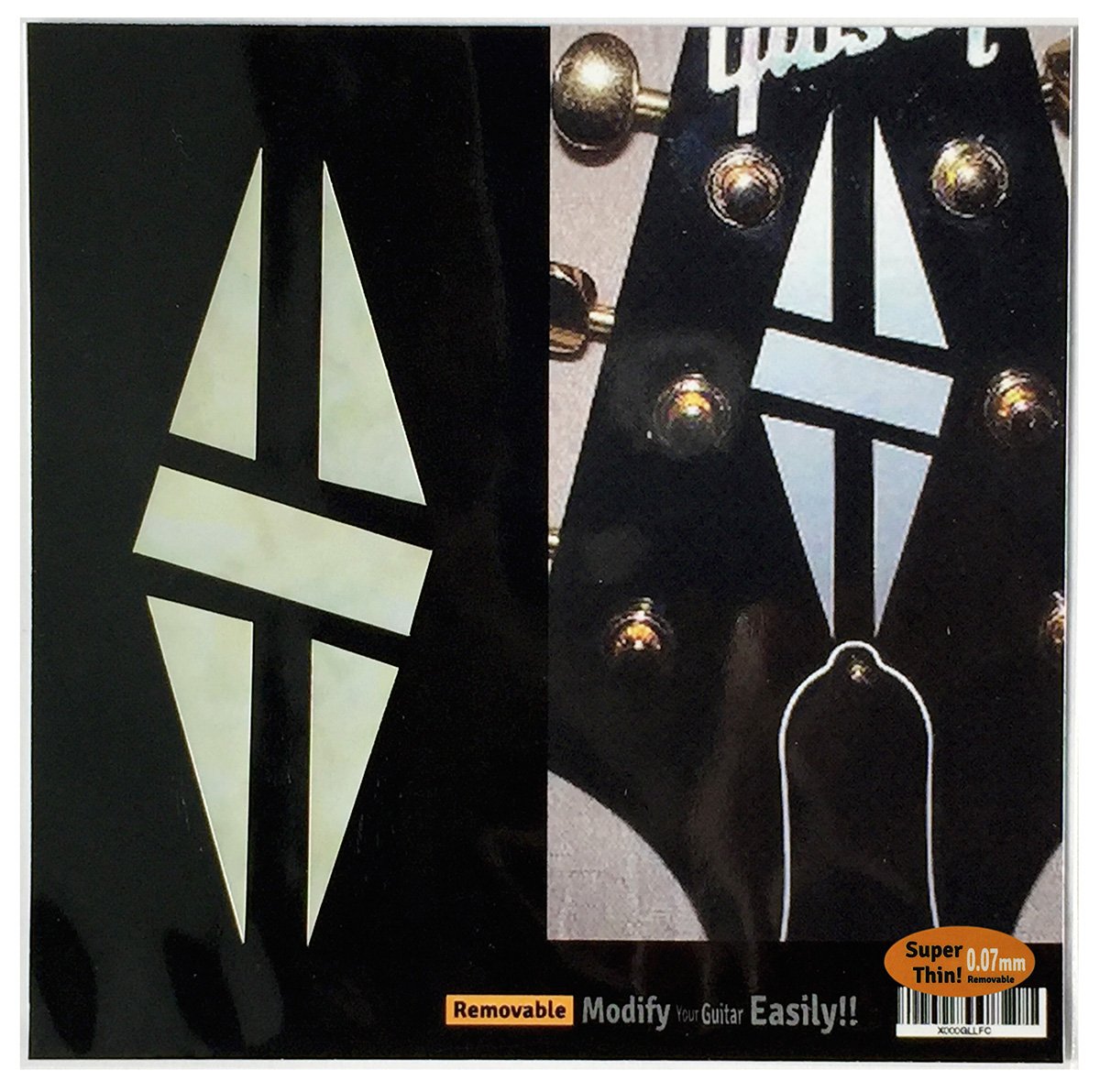 Inlay Stickers for Guitar Headstock - Diamond Hatch (2pcs Set) - White Pearl H-111DH-WT-SET