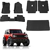 Rongtaod Floor Mats Compatible with 2021-2024 2025 Ford Bronco 2 Door Floor Mats Cargo Liner Rear Trunk Mat 2023 Bronco Accessories (Trunk Mat+Backrest Mats+Floor Mats)