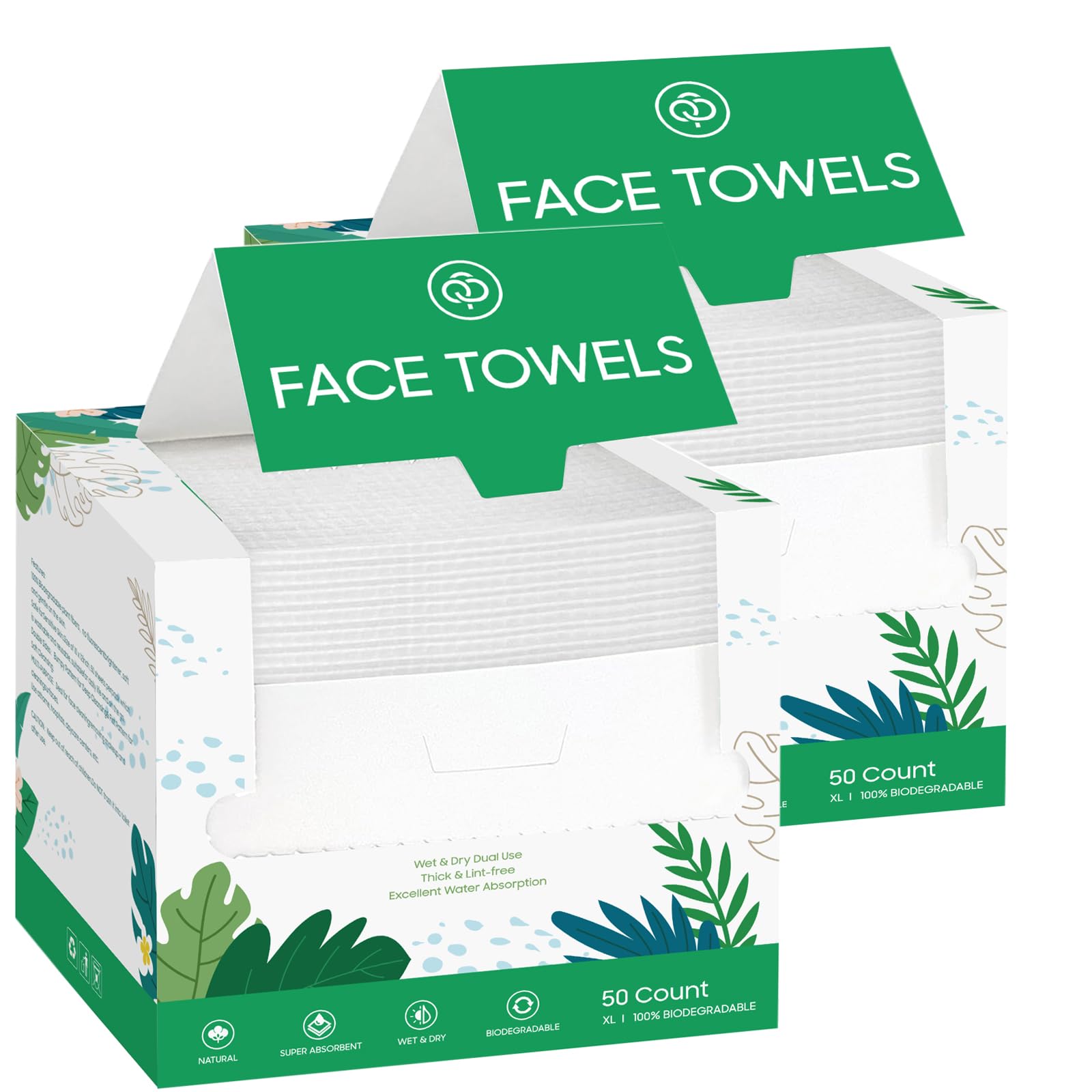 Disposable Face Towel 50 Count,Biodegradable Clean Towels,Multi-Purpose for Skin Care, Make-up Wipes, Face Wipes and Facial Cleansing,25x30cm