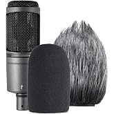 AT2020 Pop Filter Windscreen - Furry Windscreen/Fur Foam Wind Cover for Audio Technica Microphone AT2020+ AT2035 AT4040 by YOUSHARES