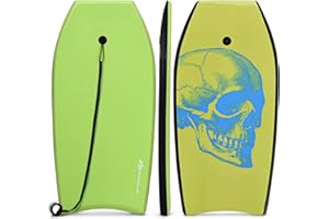 Goplus Boogie Boards for Beach, 41''/37''/33'' Lightweight Body Board with EPS Core, XPE Deck, HDPE Slick Bottom, Wrist Leash, Bodyboard for Kids Adults Surfing