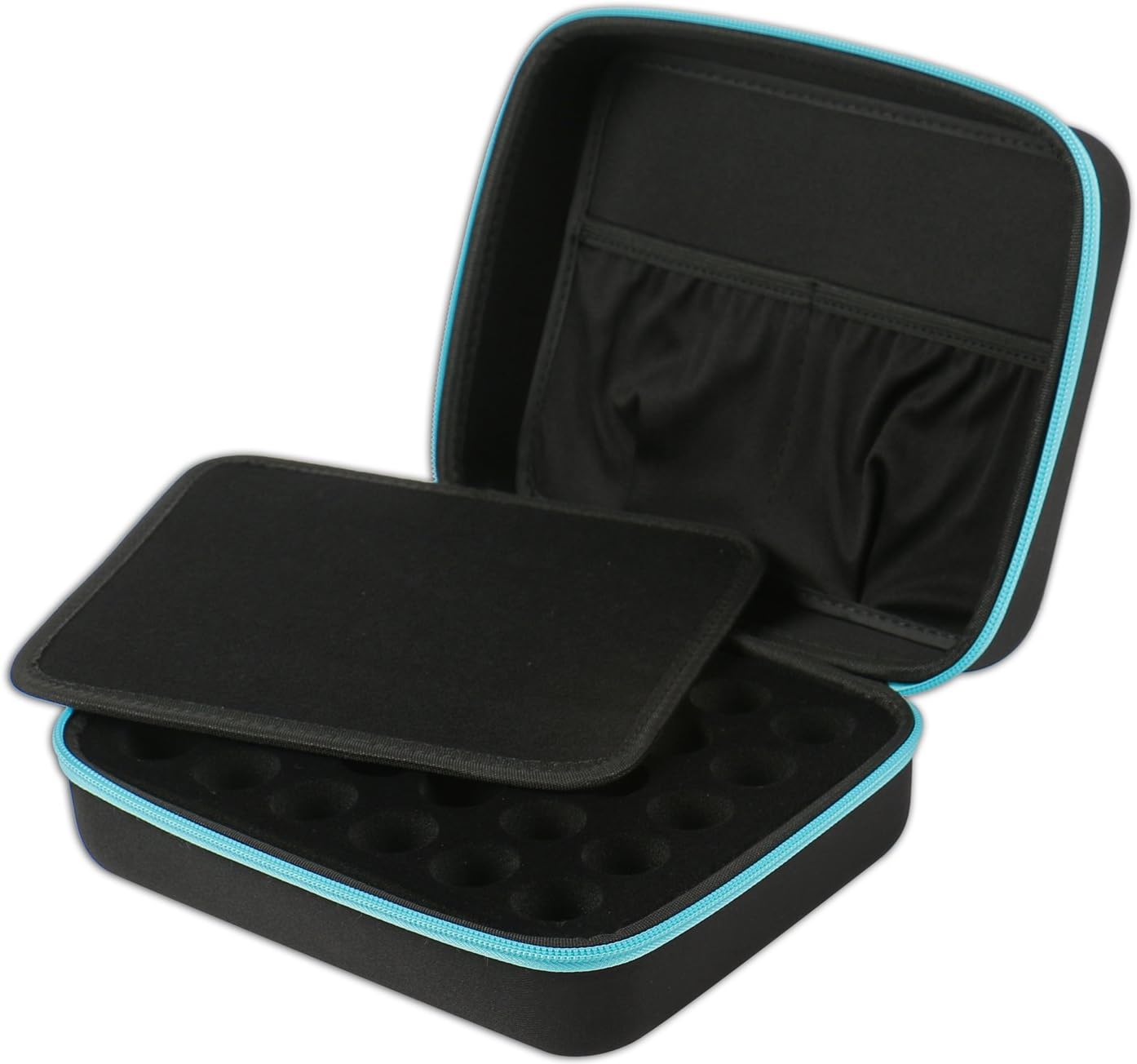 30 Essential Oils Carrying Case for 5ml, 10ml and 15ml Bottles - Hard Shell Exterior Storage Organizer Holds doTerra, Young Living and Endless Others by Soothing Wellness Essentials (Caribbean Blue): Health & Personal Care