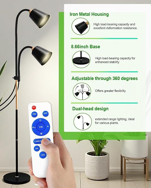 ARIKASHIN STANDING PLANT GROW LIGHT, LED GROWING LIGHT FULL SPECTRUM FOR INDOOR PLANTS,4/8/12H TIMER, 10-LEVEL BRIGHTNESS,FLOW GROW LIGHT FOR TALL LARGE INDOOR PLANTS
