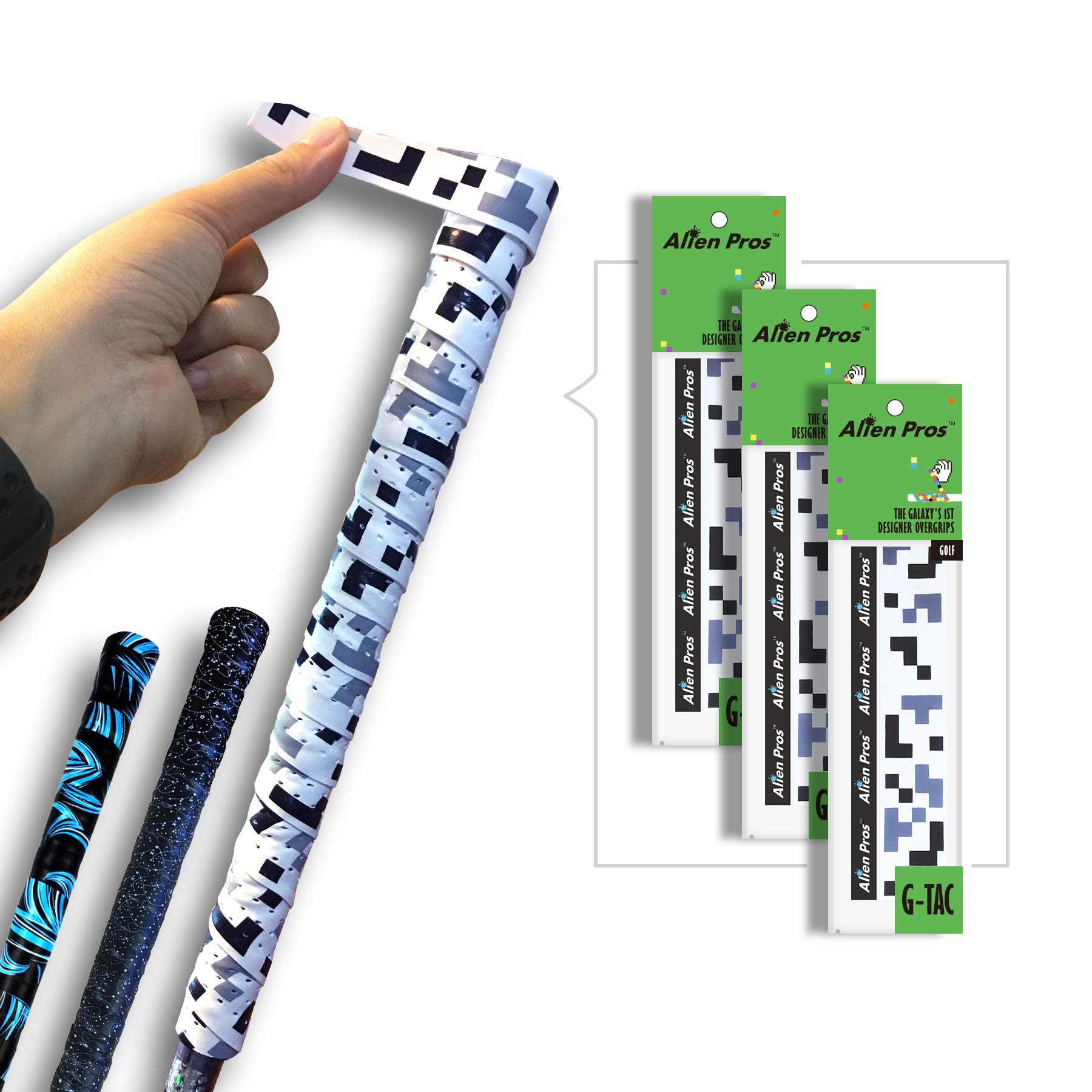 Alien Pros Golf Grip Wrapping Tapes - Innovative Golf Club Grip Solution - Enjoy a Fresh New Grip Feel in Less Than 1 Minute
