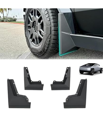 Nounaik Mud Flaps For Tesla Cybertruck 2023-2024 - 4PC No-Drill Splash Guards, PP Material