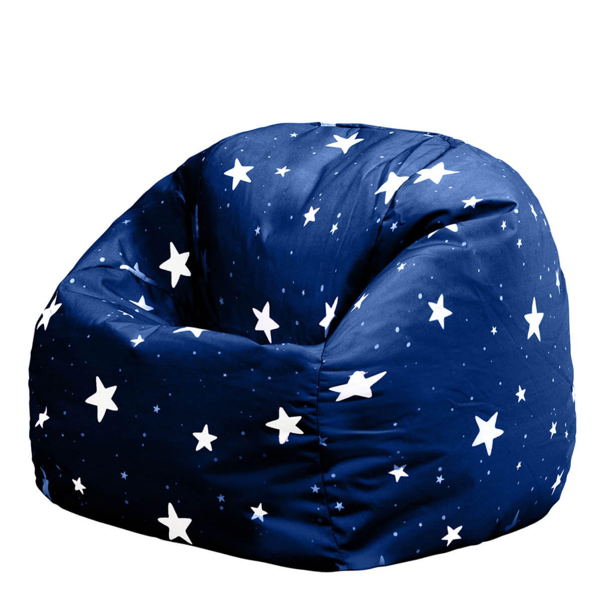 icon Star Print Kids Bean Bag, Navy Blue, Kids Bean Bag Chair with Filling Included for Girls and Boys, Childs Chair, Beanbags for Children, Nursery Décor, Playroom Décor, Bedroom Accessories