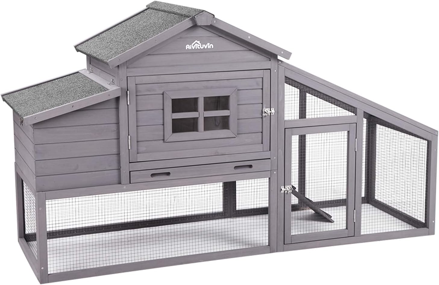 Aivituvin 69in Wooden Chicken Coop, Outdoor Large Hen House with Nest Box Poultry Cage, Rabbit Hutch - Waterproof UV Panel