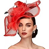 TS Fascinators Hat Mesh Floral Feather Fascinator Headband for Wedding Cocktail Tea Party or Special Occasion
