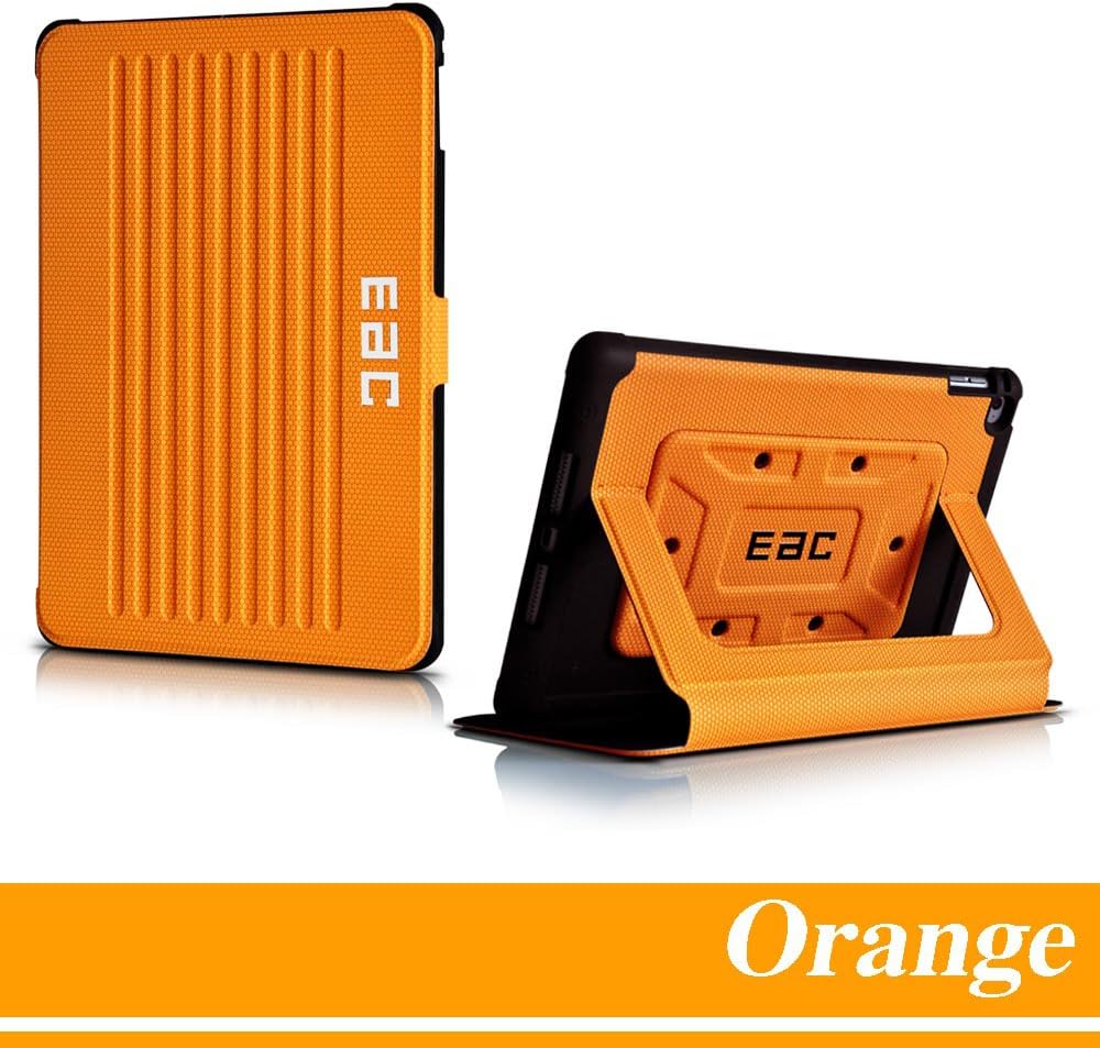 iPad Air 2 Case,Professional Genuine Luxury EallcCase for Apple iPad Air 2 / ipad 6 [2nd Generation] 2014 Release--Full Body Rugged Hybrid Protective Shockproof /Water-resistant /Drop Resistant/Adjustable stand with cooling design filp Magnetic smart ARMOR case (Orange)