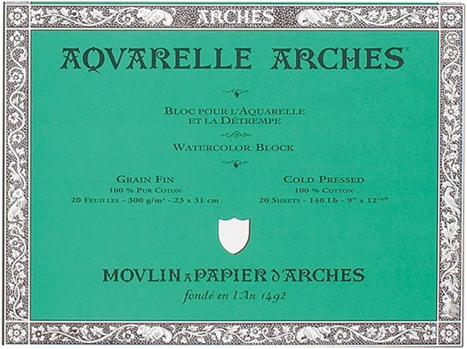 Arches Block 140Lb Cold Press 7X10, Natural white, 18x26cm