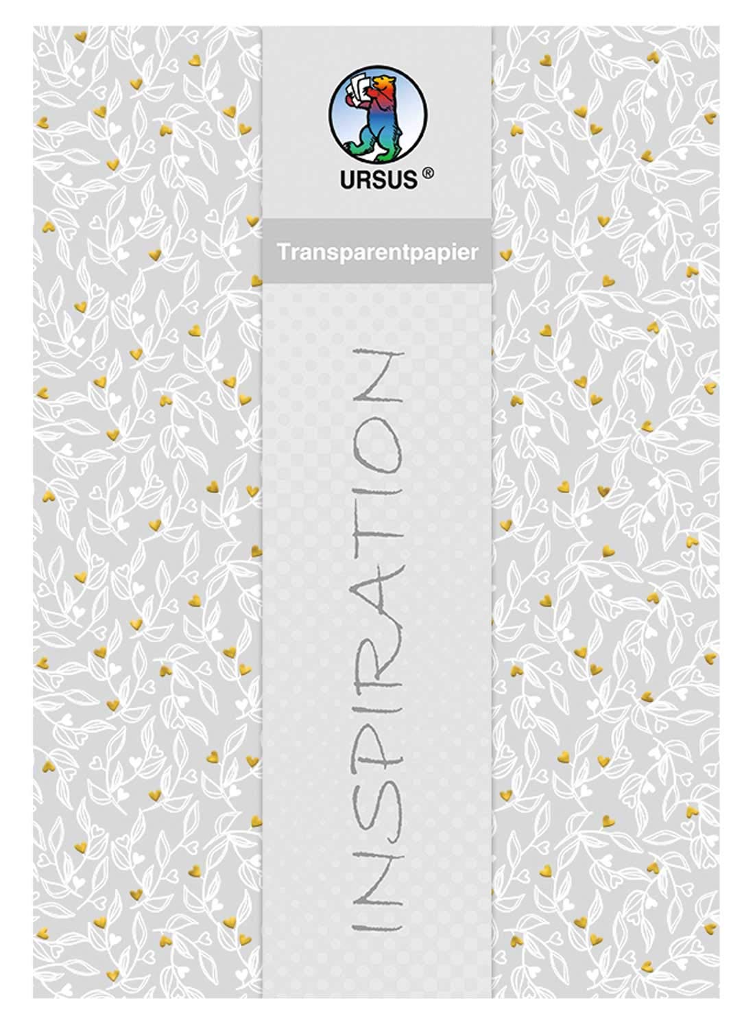 Ursus 77704602F Wedding Transparent Paper DIN A4 115 g/m² 5 Sheets with Sleeve Printed on One Side Front with Hot Foil in Gold Ideal for Decorating Cards