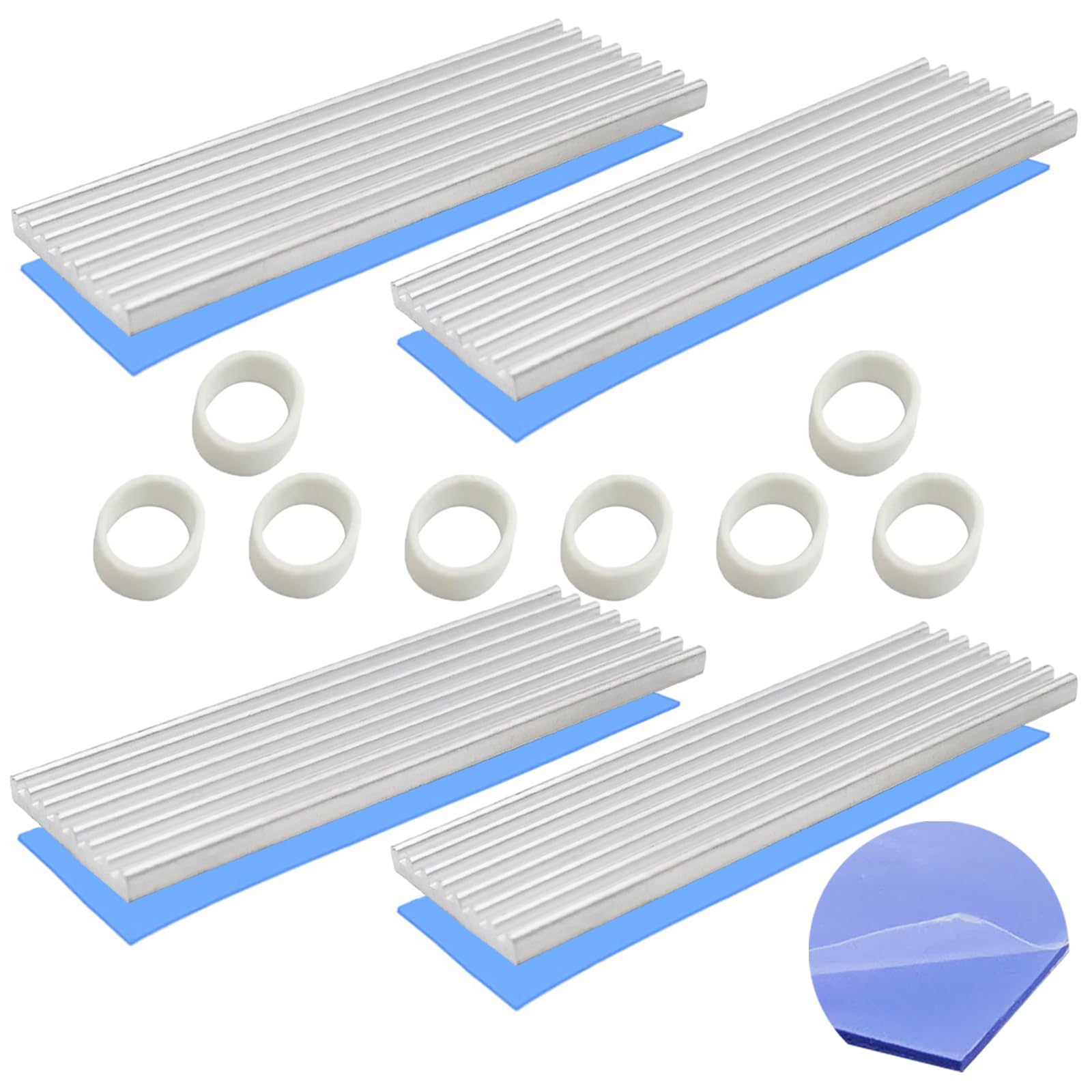 CTRICALVER Heatsink, M.2 SSD Heatsink, 4 Pack, Silver, 70x22x3mm Ultra-Sliim Aluminum Heatsink, with Silicone Thermal Pads for M.2 2280 SSD