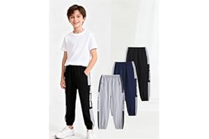 Boys Sweatpants 3 Pack Active Boys Joggers Athletic Pants Kids Activewear Pants with Pockets