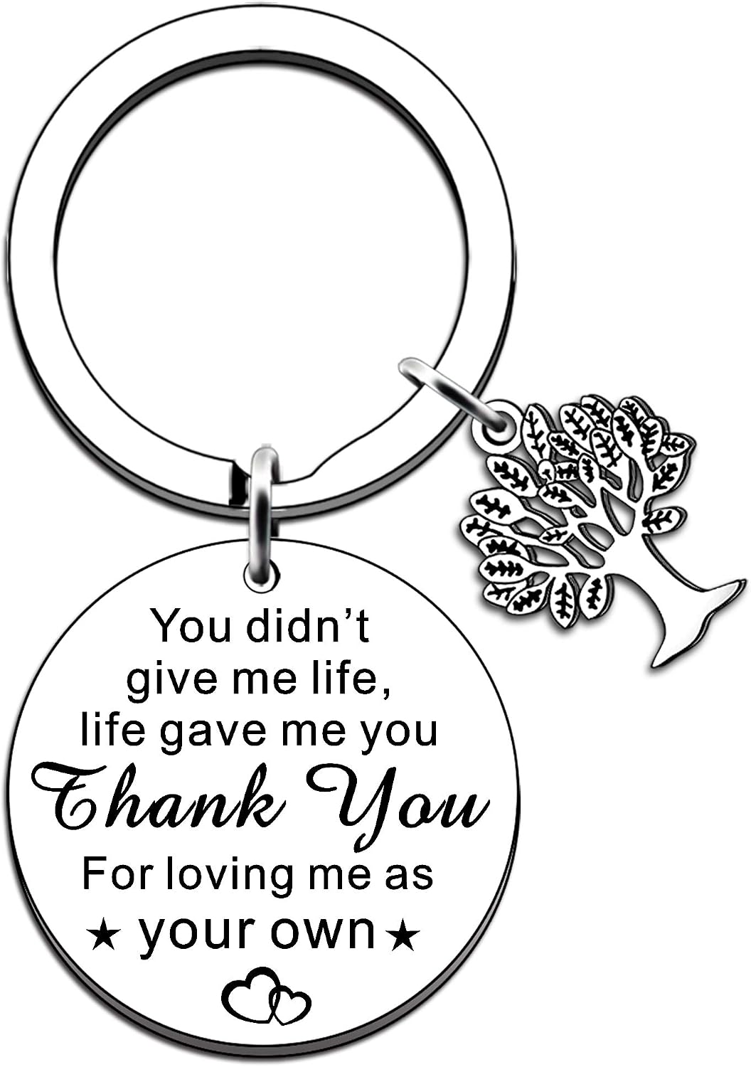 JMIMO Step Dad Step Mum Keyring Stepfather Stepmother Father Mother in Law gifts for women men -You Didn't Give Me Life Life Gave Me You Thank You for Loving Me As Your Own