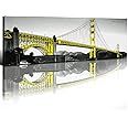 Yellow Pictures for Living Room Wall Decoration Golden Gate Bridge Wall Art San Francisco Poster Black and White Modern Bedroom Living Room Canvas Prints USA City Skyline Paintings Artwork 14x48"