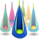 Y- STOP Kids Pod Swing Seat, Hanging Hammock Chair Swing with Inflatable Pillow, Sensory Swing Chair with Pocket for Outdoor and Indoor (Blue and Green)
