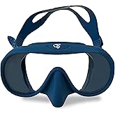 SCUBA Network Spartacus Frameless Dive Mask, Ultra-Clear Low-Iron Glass | Ultra-Clear Single Lens Delivers Panoramic Views &amp; Truer Color Underwater, Low-Volume Build &amp; 100% Silicone Skirt Fold Flat