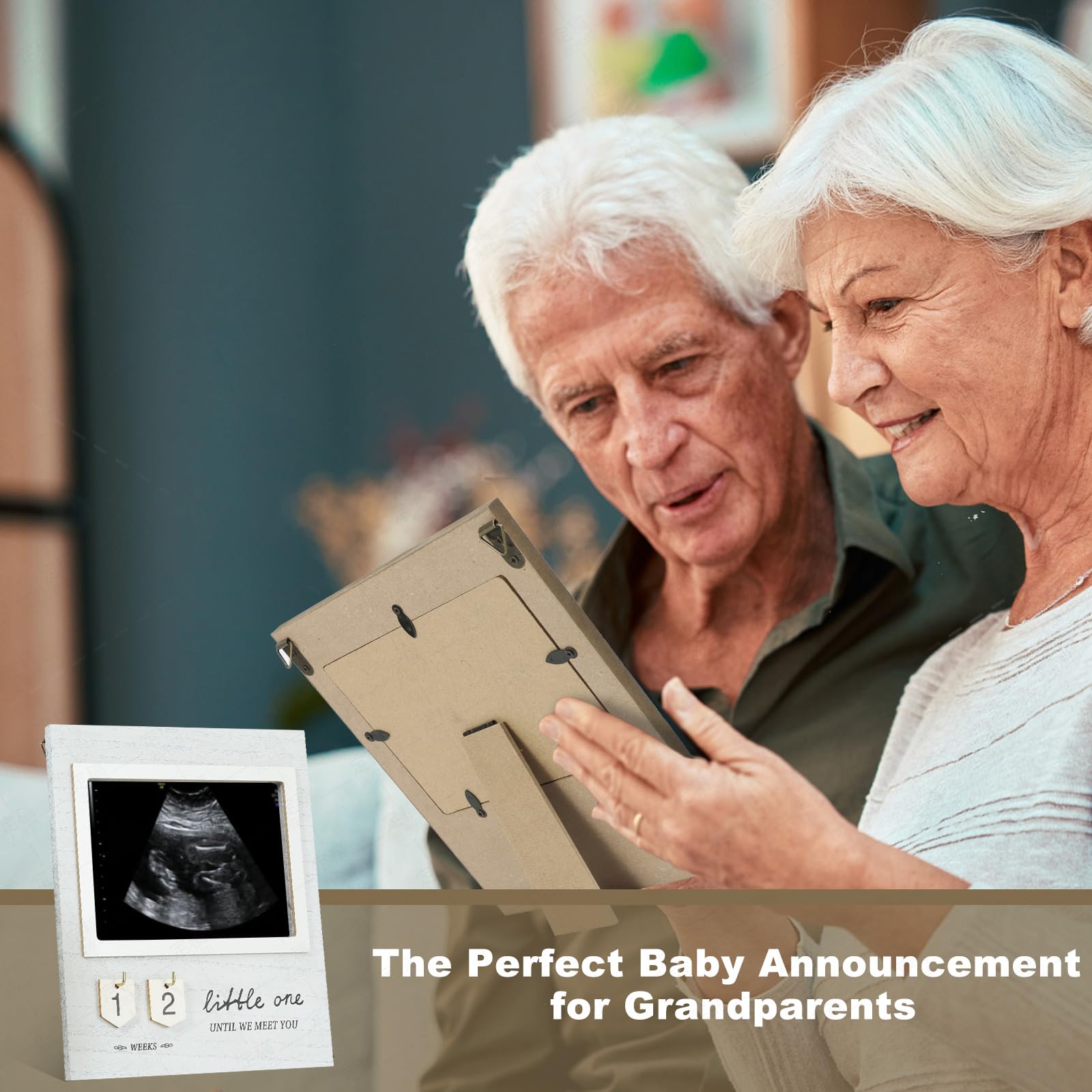 Baby Countdown Ultrasound Photo Frame, Pregnancy Gift for Expecting Parents, Baby Announcement Gifts Grandparents, Sonogram Picture Frame with Countdown Calendar and Mats, New Mom Gifts