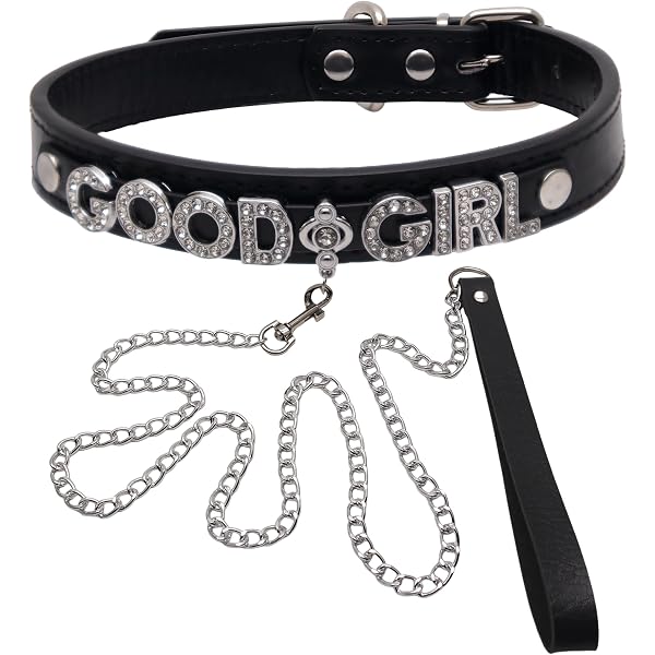 Leather Neck Collar Choker With Leash - Adjustable PU Collar For Couples Roleplay Black
