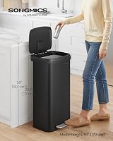 SONGMICS 68L Kitchen Bin Pedal Trash Can with Lid Black LTB520B6802 view 2
