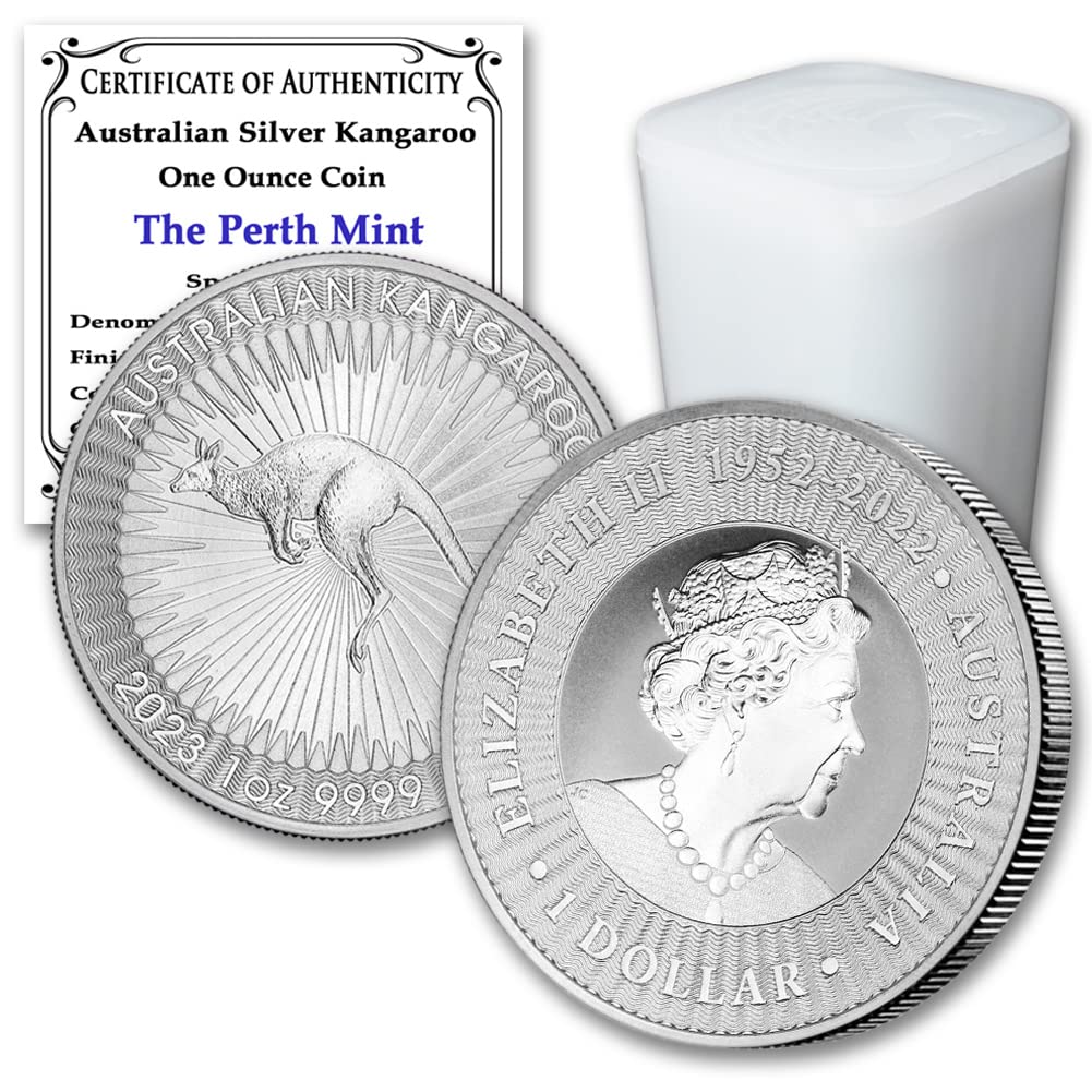 2023 P Lot of (25) 1 oz Australian Kangaroo Silver Bullion Coins Brilliant Uncirculated in Original Mint Tube with Certificates of Authenticity $1 Seller BU