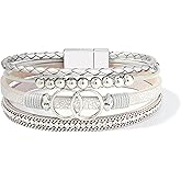 FANCY SHINY Boho Leather Wrap Bracelet Stackable Infinity Chunky Cuff Bracelets Western Hippie Outfits Jewelry Valentine Gifts for Women