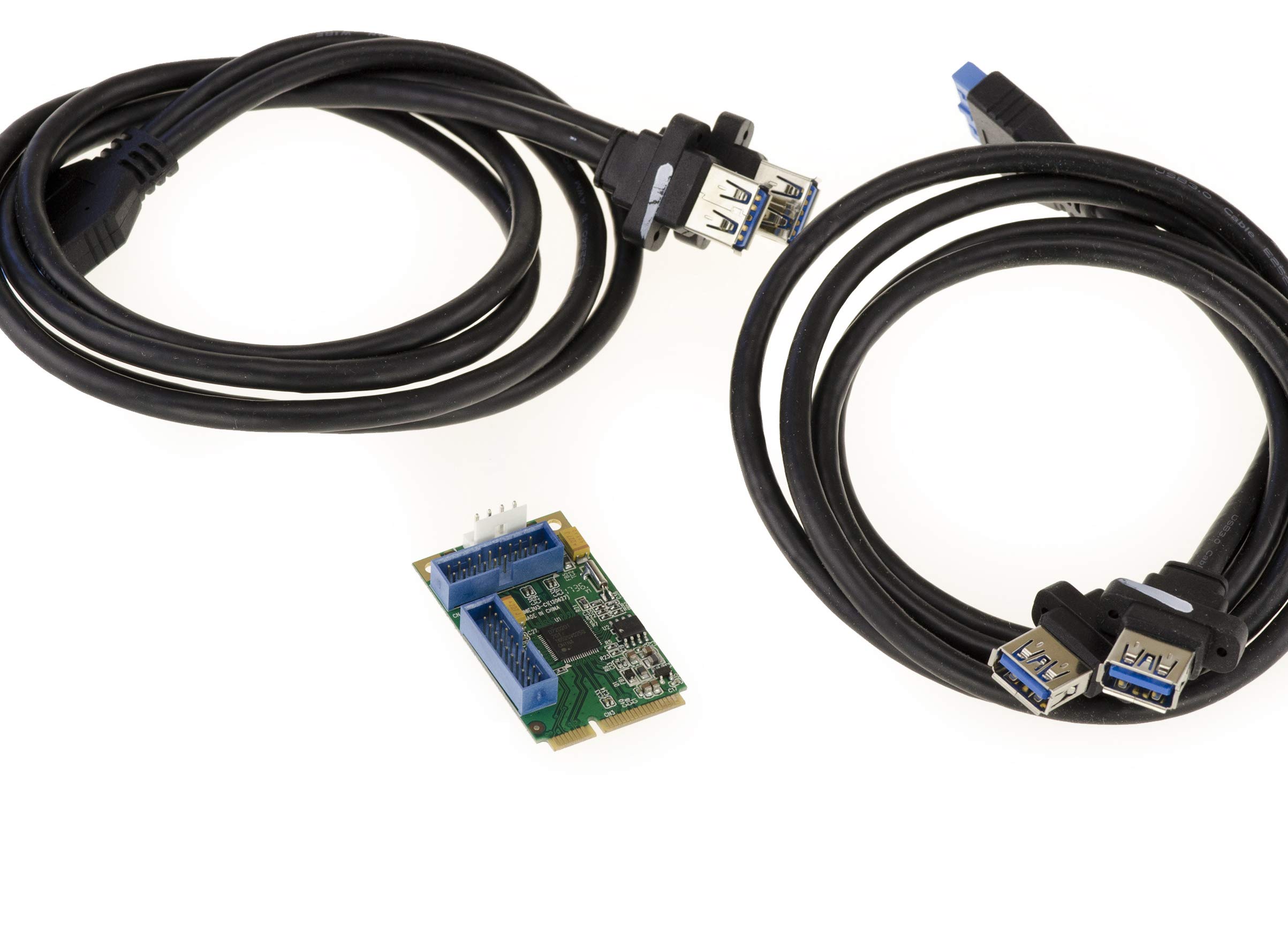 KALEA-INFORMATIQUE Mini PCI EXPRESS (MiniPCIE) 4 port USB 3.0 (USB3 5G) mPCIe card with NEC Chipset - Cables included