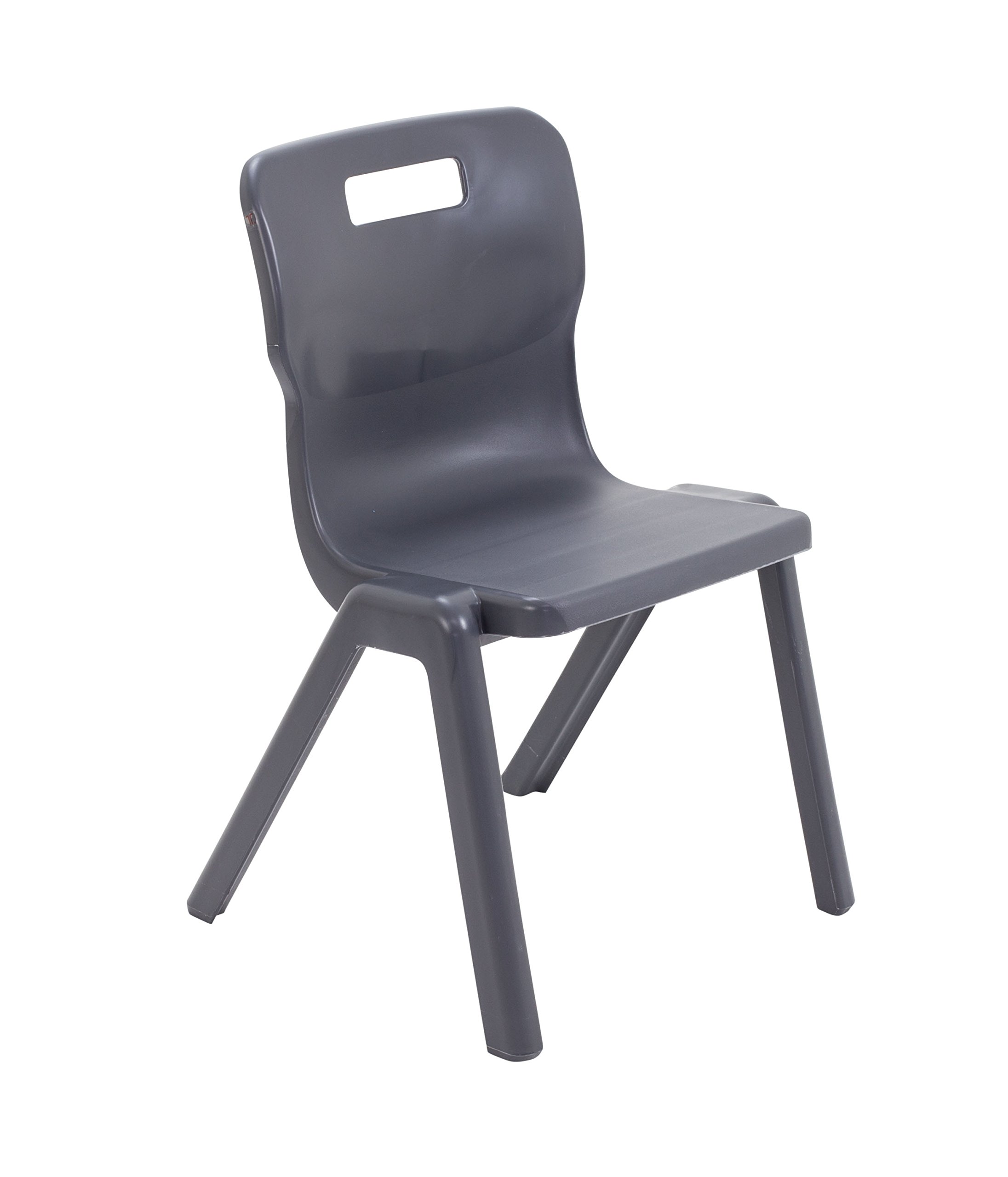 Titan One Piece Classroom Chair, Plastic, Charcoal, Size 4 for Ages 8-9 Years