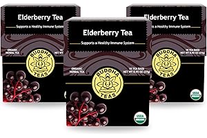 Buddha Teas Organic Elderberry Tea - Kosher, Caffeine-Free, GMO-Free - 18 Bleach-Tea Bags, Pack of 3