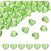 HARFINGTON 50pcs Acrylic Heart Beads 19x17mm Heart Shape Craft Loose Beads Crystals Gems with Hole for Decoration Making Bracelet Necklace Jewelry Making, Green