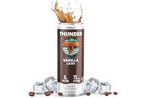 Thunder CoffeeMilk - 11 oz Aussie Style Cold-Brewed Latte Canned Coffee, Iced Coffee Cans for Grab & Go, Natural Protein-Rich 75mg Caffeine Energy Drink in Handy Cold Brew Cans, Vanilla, 12 Pack