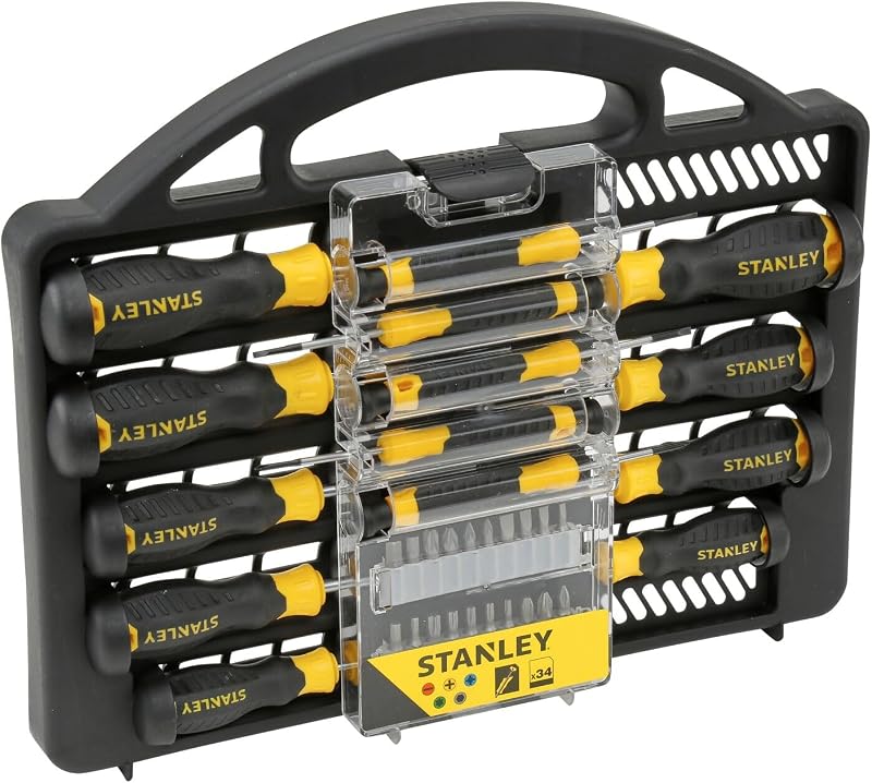 Stanley Screwdriver Set 34 Pieces STHT0-62141 with Tray Grip Handles