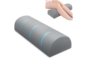 urnexttour Large Knee Pillow for Side Sleepers Memory Foam Leg Pillows for Sleeping Yoga Bed Half Moon Bolster Pillow for Neck Pain Relief with Pillowcase 23.6"x8.7"x5"(Fleece Grey, Extended Size)